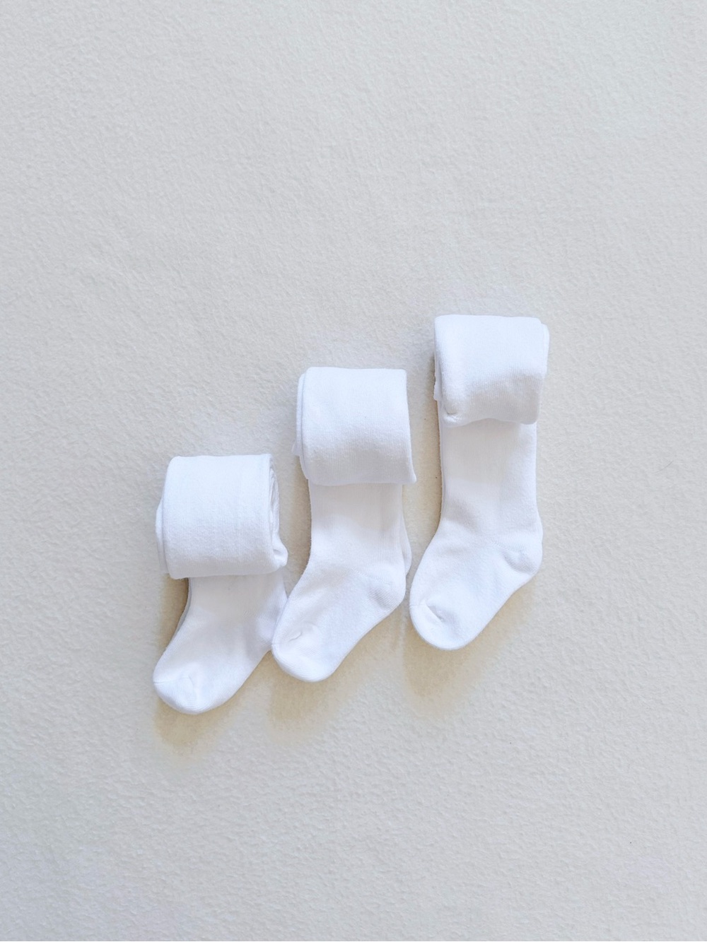 3/$25 Girls White Full Length Knit Tights Stockings School Cozy Uniform 3pc 2-3T